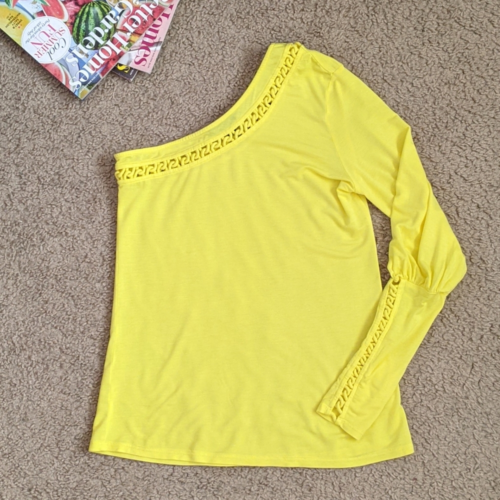 Bebe One Shoulder Long Sleeve Top